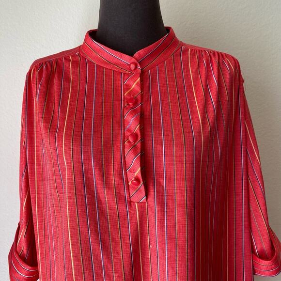 Tiger Lily sz L VINTAGE stripped 70s polyester blouse - Picture 3 of 9